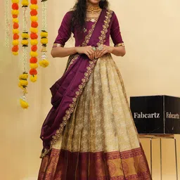 Fabcartz Embellished Semi-Stitched Lehenga & Unstitched Blouse With Dupatta-picture-26