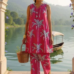 SZN Women Floral Printed Regular Kurta with Trousers-picture-34