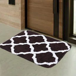 Kuber Industries Blue & Brown 4 Pieces Printed Microfiber Anti Skid Doormats-13