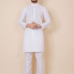 ALMORA Men Band Collar Pure Cotton Straight Kurta-picture-39