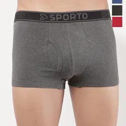 Sporto by Macho Pack Of 4 Combed Cotton Mid-Rise Short Trunks-picture-24