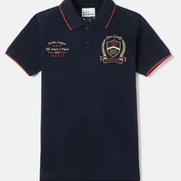 Blue Giraffe Boys Typography Polo Collar T-shirt-56