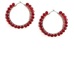 ZURIKRISHA Silver-Plated Pearls Beaded Circular Hoop Earrings-49