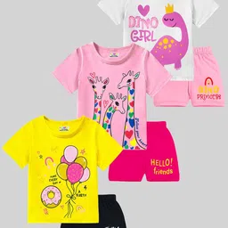 KUCHIPOO Girls Printed T-shirt with Shorts-image-5