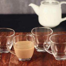 Pack of 6 Glass Glass Tea and Coffee Cup |Transparent Oval Shape Square Crystal Clear set of 6-image-84