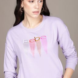 bebe Women Lavender Brand Logo Embroidered Sweatshirt-30