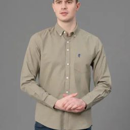 Red Tape Dull Olive Regular Fit Cotton Shirt-image-34