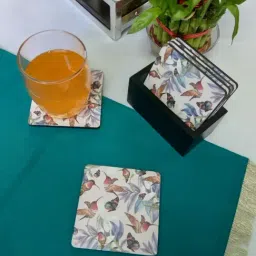Crayton Square Printed MDF Coaster with Holder - Set of 6-14
