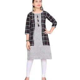 Aarika Kids Black Cotton Plaid Pattern Kurti-image-39