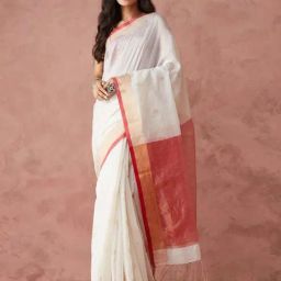 Fabindia Natural Cotton Silk Blend Woven Sari-picture-21