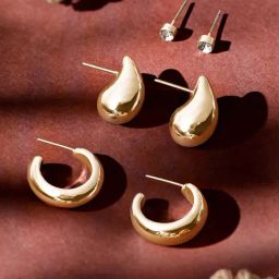 Accessorize London Gold-Plated Drop Earrings -Set of 3-87