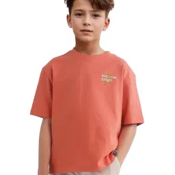 Rare Ones Boys Orange Cotton Printed T-Shirt-image-78