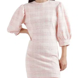 Elle White & Pink Chequered Shift dress-picture-33