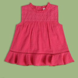 MINIKLUB Kids Pink Self Design Top-image-68