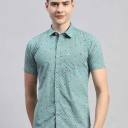 Monte Carlo Green Cotton Regular Fit Checks Shirt-picture-32