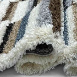Obsessions Multicolor Polypropylene & Polyester Striped Shaggy Bedside Runner image 5