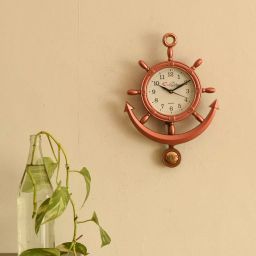 eCraftIndia PWCPLZ501_COP Decorative Retro Anchor Copper Pendulum Wall Clock-image-74