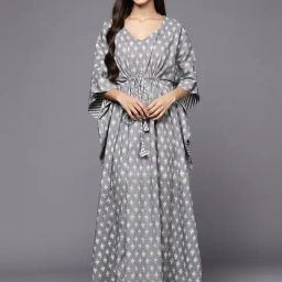 Libas Grey Printed Kaftan Night Dress-image-40