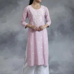 Libas Lilac Embroidered Straight Kurta-image-38