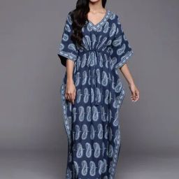 Libas Blue Printed Kaftan Night Dress-picture-22