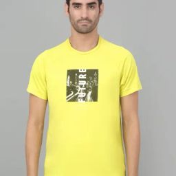 Cantabil Yellow Regular Fit Printed Sports T-Shirt-image-99