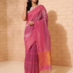 Fabindia Wine Cotton Silk Woven Sari-image-70