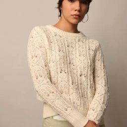 Only Beige Self design Pullover-3