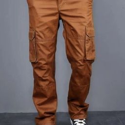 ASHTOM Men Relaxed Mid Rise Relexed FitCargos Trousers-image-49