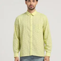 Lela Lime Green Regular Fit Embroidered Shirt-image-21