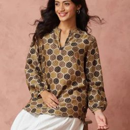 Fabindia Black Cotton Silk Regular Fit Printed Tunic-picture-38