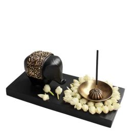 Karo Haathi Black Brass Incense Stick Holder - Set of 1-image-10