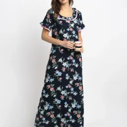 Claura Navy Floral Print Nighty-picture-22