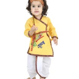 BownBee Kids Yellow Cotton Patch Work Kurta & Dhoti-image-51