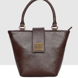 Esbeda Brown Solid Medium Handbag-28