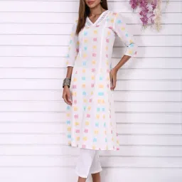 Aurelia White Relaxed Fit Printed Kurta-picture-7