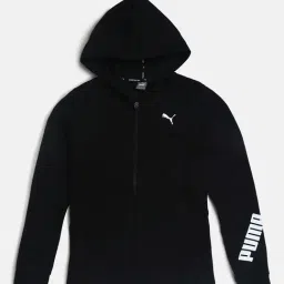 Puma Kids Modern Sports Black Cotton Logo Print Hoodie-image-97