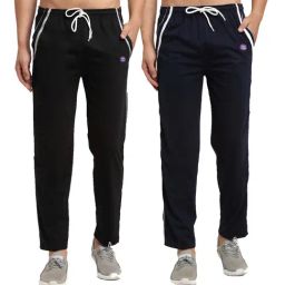 Vimal Jonney Dark Blue & Black Regular Fit Trackpants - Pack of 2-image-82