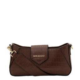 Miraggio Isabella Brown Textured Medium Shoulder Bag-image-17