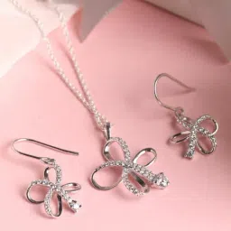 Clara 92.5 Sterling Silver Vega Pendant & Earring Set for Women-image-51