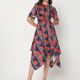 Vero Moda Navy & Red Printed High-Low Dress-picture-36