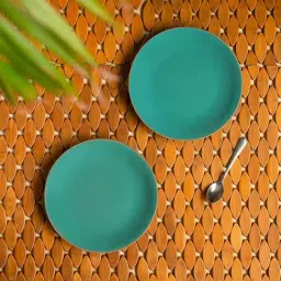 ExclusiveLane 'Earthen Turquoise' Hand Glazed Quarter Plates In Ceramic (Set of 2, Microwave Safe)-image-58
