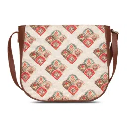 ZOUK Beige Printed Small Cross Body Bag-picture-4