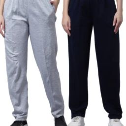 Vimal Jonney Grey & Navy Regular Fit Mid Rise Track Pants - Pack of 2-image-103