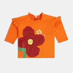 MINIKLUB Girls Orange Printed Full Sleeves Knit Top-picture-5