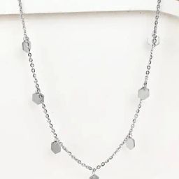 Touch925 925 Pure Silver Hexagon Charm Necklace-image-91