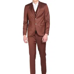 Arrow Brown Regular Fit Self Pattern Three Piece Suit-picture-5