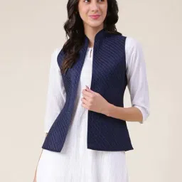 Fabindia Navy Quilted Jacket-picture-14
