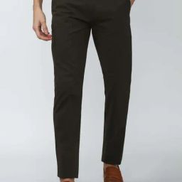 Peter England Casuals Green Super Slim Fit Trousers-image-87