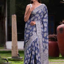 KARAGIRI Blue Woven Saree With Unstitched Blouse-picture-40