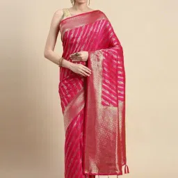 Mohey Pink Woven Saree With Unstitched Blouse-image-37